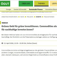 Grünes Geld für grüne Investitionen. Commodities als Anlageoption für nachhaltige Investor*innen?